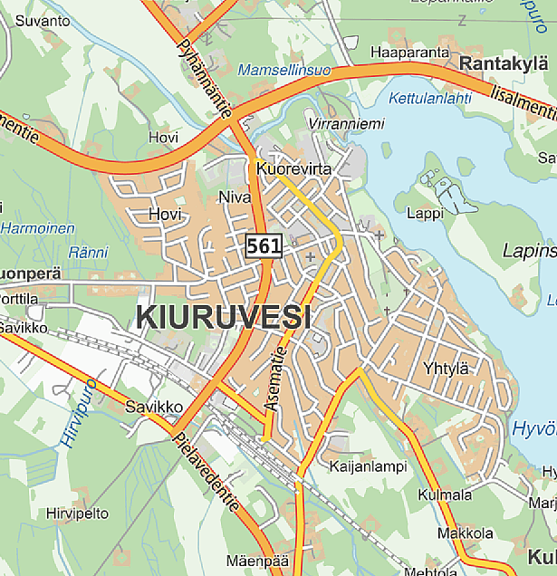 kiuruvesi kartta Kartat Ja Liikenneyhteydet Kiuruveden Kaupunki kiuruvesi kartta